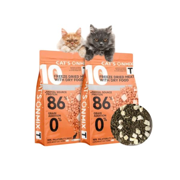10 percent freeze dried meet with dry food trong cat on mix t